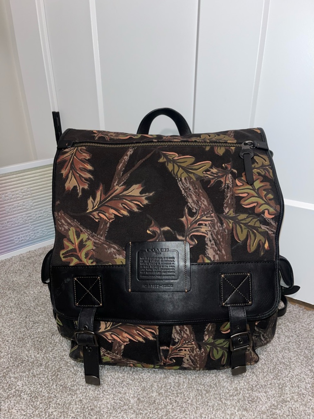 Coach 1941 Scout Backpack Oak Leaf Print On Cavas With Leather Detail - Picture 3 of 16